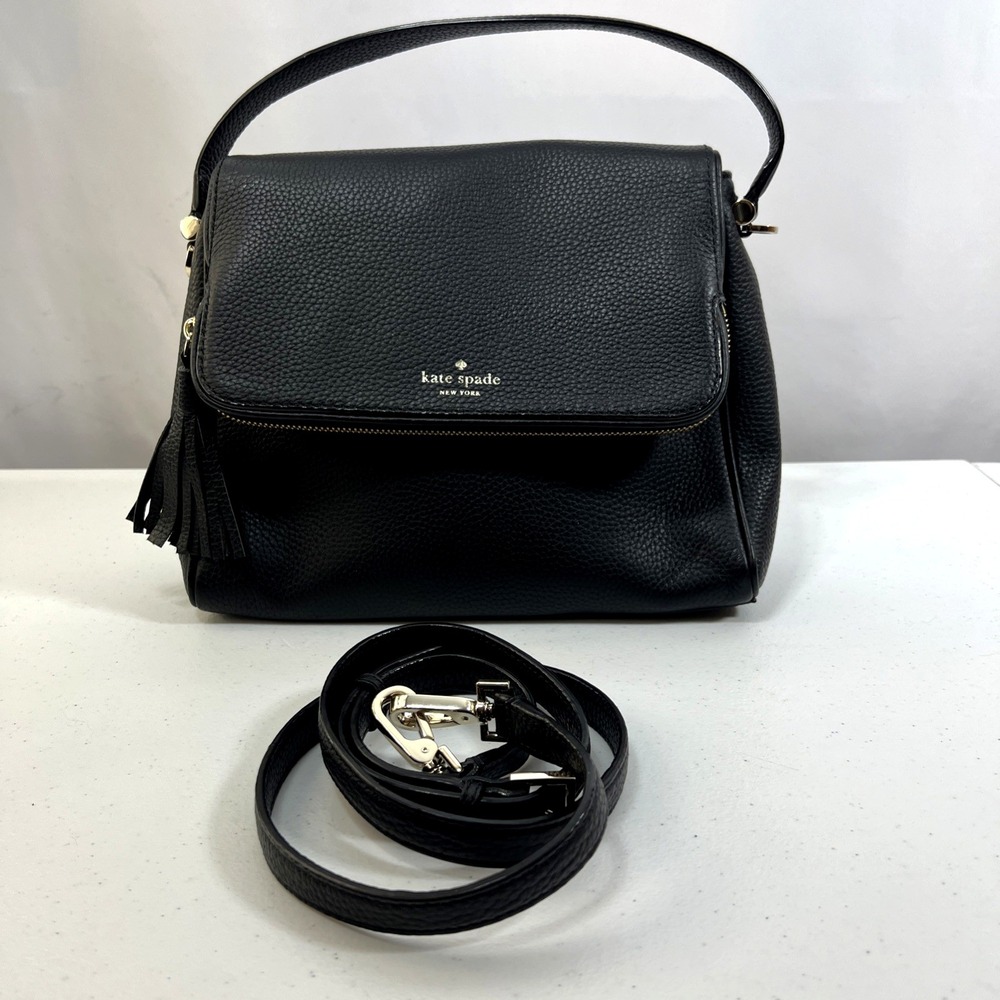 Kate Spade New York Women's Black Pebbled  Zip Flip Top Miri Chester Street Bag‎